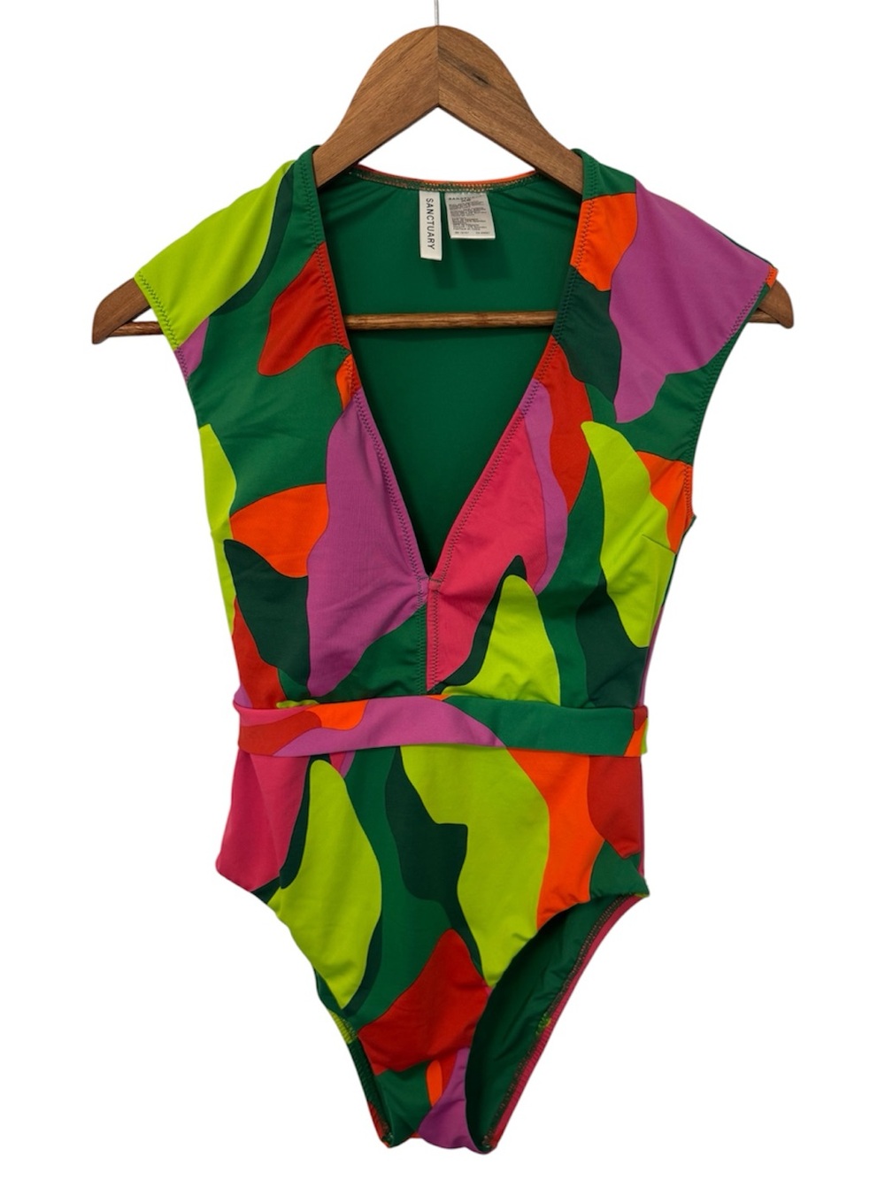 Sanctuary Cap Sleeve V Neck Swimsuit XS